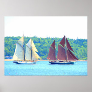 Maine windjammers sailing poster