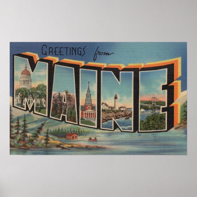 Maine (Winter)Large Letter Scenes Poster (Front)