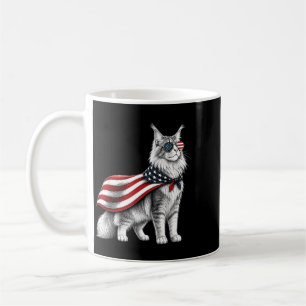Mainecoon Cat 4th Of July Aamerican Flag Patriotic Coffee Mug