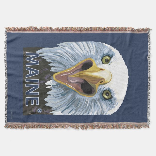 MaineEagle Up Close Throw Blanket (Front)