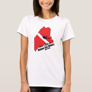 Maineiac Divers Silhouette Design womens basic Tee