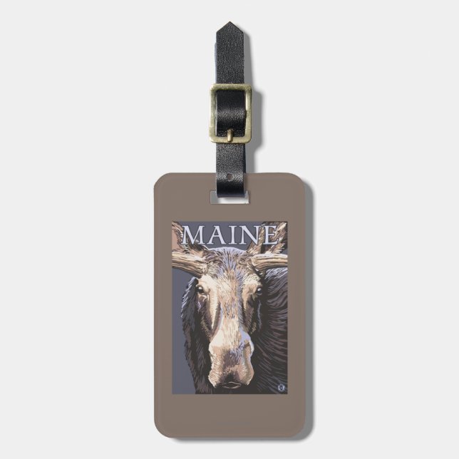 MaineMoose Up Close Luggage Tag (Front Vertical)