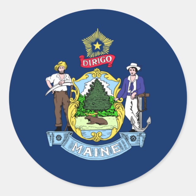 Mainer Flag, Flag of Maine Classic Round Sticker (Front)