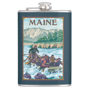 MaineRiver Rafting Scene Hip Flask