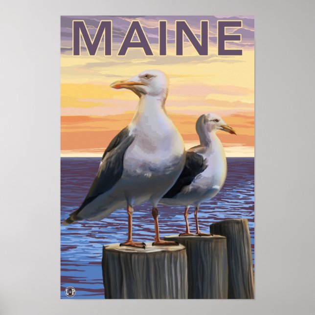 MaineSea Gulls Scene Poster (Front)
