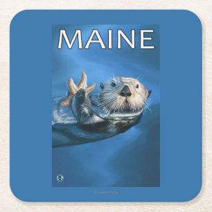 MaineSea Otter Scene Square Paper Coaster