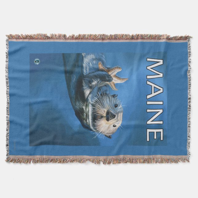MaineSea Otter Scene Throw Blanket (Front)