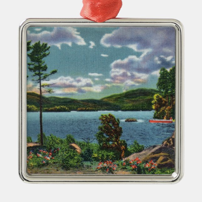 MaineView of Squaw Mountain and Moosehead Lake Metal Ornament (Front)