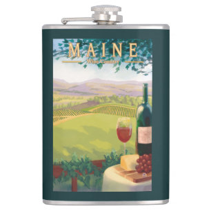 MaineWine Country Scene Hip Flask
