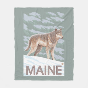 MaineWolf Scene Fleece Blanket