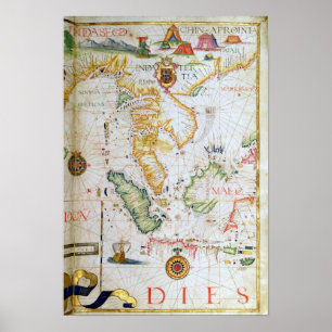 Mainland Southeast Asia, detail from world atlas Poster