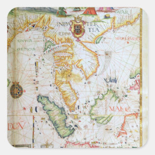 Mainland Southeast Asia, detail from world atlas Square Sticker