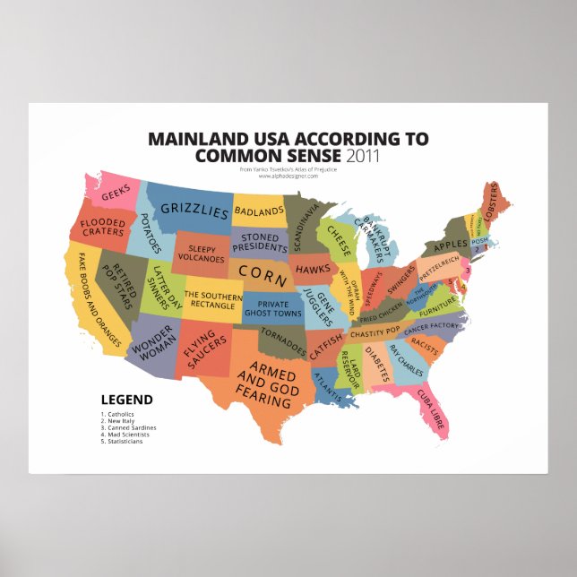 Mainland USA According to Common Sense Poster (Front)