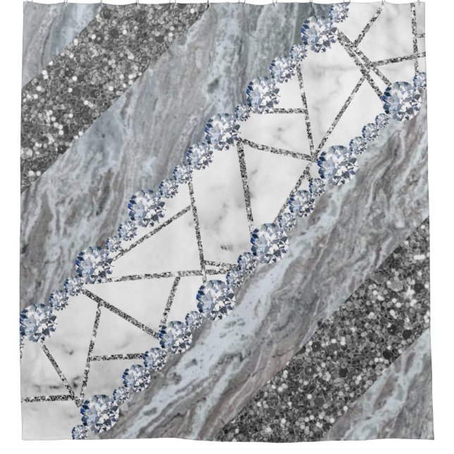 Mainstays Metallic Marble Shower Curtain (Front)