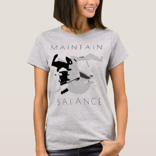 "Maintain Balance" Positive Message in Grey Black T-Shirt