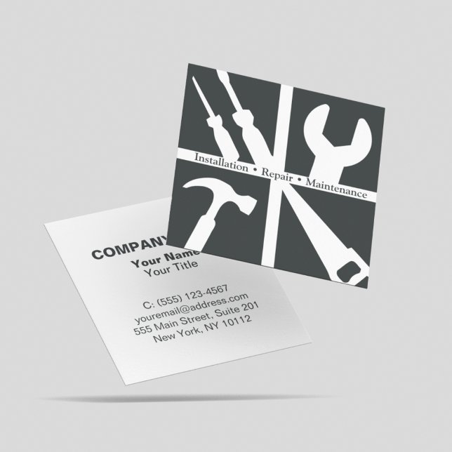 Maintenance Installation Repair Service Handyman Square Business Card (Creator Uploaded)