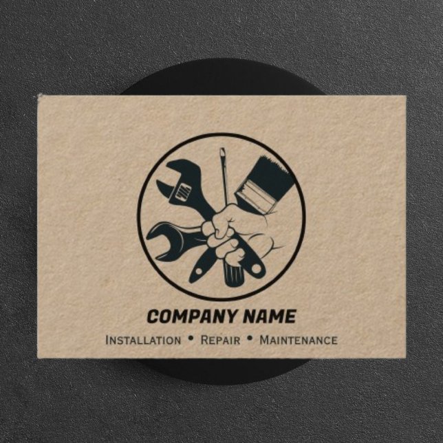 Maintenance Installation Service Kraft Rustic  Business Card (Creator Uploaded)