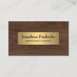 Maintenance Repair Wood Gold Professional Business Card