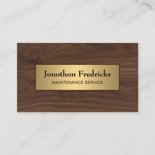 Maintenance Repair Wood Gold Professional Business Card (Front)