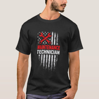 Maintenance Technicians Patriotic Flag Proud Skill T-Shirt