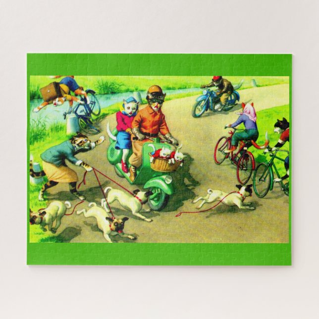 Mainzer cats on motorcycles and bikes jigsaw puzzle (Horizontal)