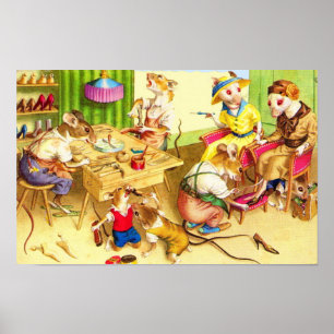 Mainzer mice cobblers and shoe store print