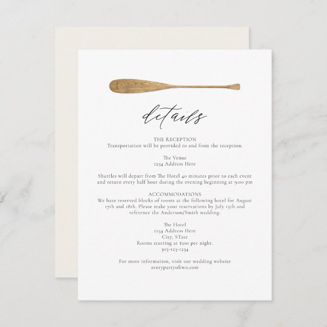 MAIRI Minimalist Boat Lake Themed Wedding Details Invitation (Front/Back)
