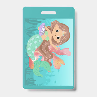 Mairmaid playing in the ocean ID badge