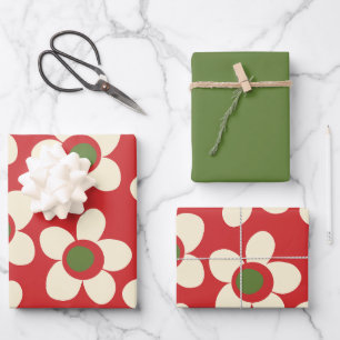 Maisie Flowers Whimsical Christmas Floral Pattern Wrapping Paper Sheet