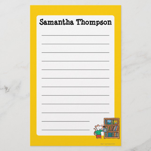 Maisy and a Bookshelf of Books Stationery (Front)