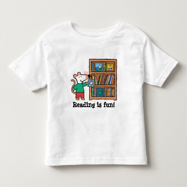 Maisy and a Bookshelf of Books Toddler T-Shirt (Front)