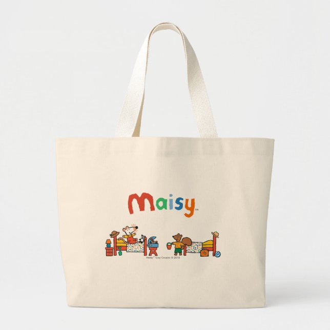 Maisy and Cyril Go on Vacation Scene Large Tote Bag (Front)