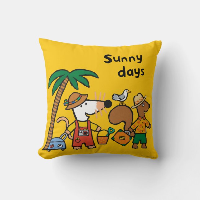Maisy and Cyril with Palm Tree at the Beach Cushion (Front)