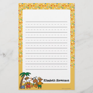 Maisy and Cyril with Palm Tree at the Beach Stationery
