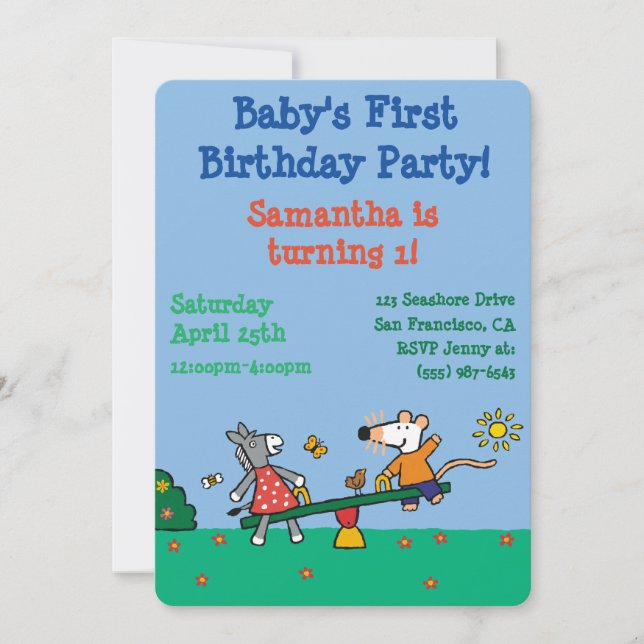 Maisy and Dotty Seesaw at the Playground Invitation (Front)