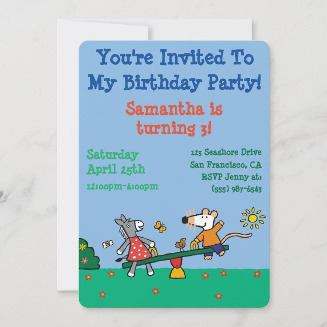 Maisy and Dotty Seesaw at the Playground Invitation (Front)