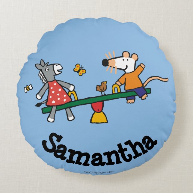 Maisy and Dotty Seesaw at the Playground Round Cushion (Front)