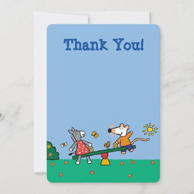 Maisy and Dotty Seesaw at the Playground Thank You Card (Front)