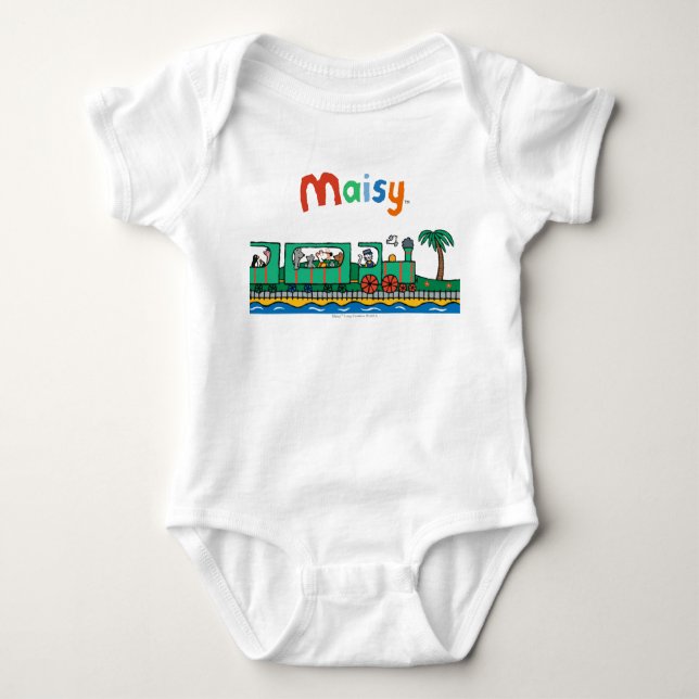 Maisy and Friends Ride on Green Train Baby Bodysuit (Front)