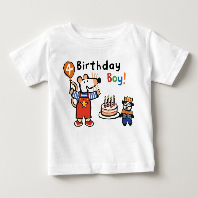 Maisy Birthday Boy, 4 Years Old Baby T-Shirt (Front)