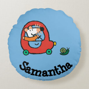 Maisy Drives a Cute Red Car Round Cushion