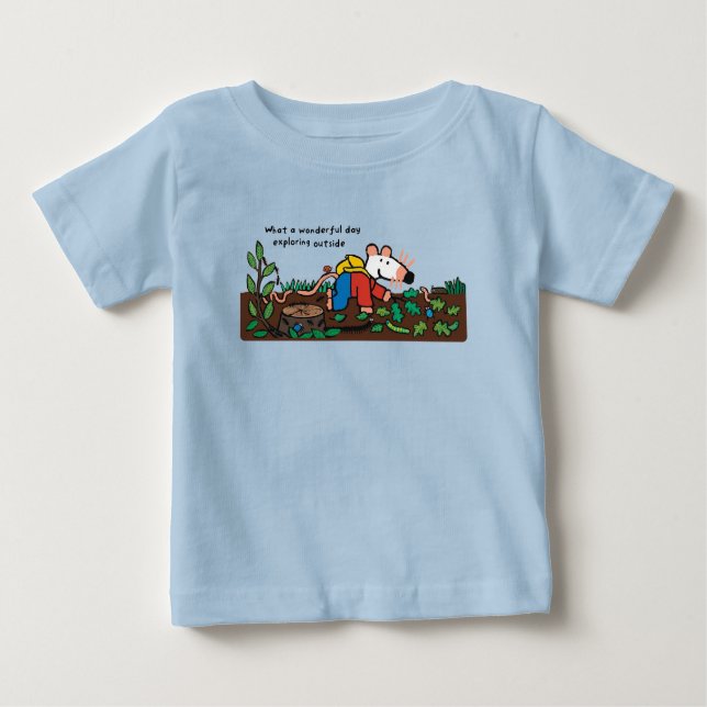 Maisy Explores Outside with Bugs Baby T-Shirt (Front)