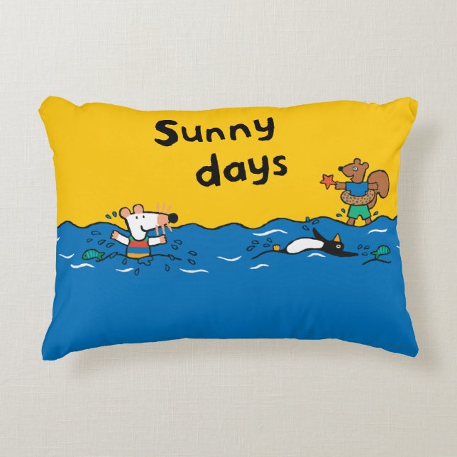 Maisy Goes Swimming at the Beach Decorative Cushion (Front)