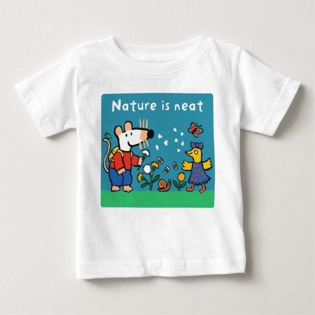 Maisy Nature is Neat, white text Baby T-Shirt (Front)