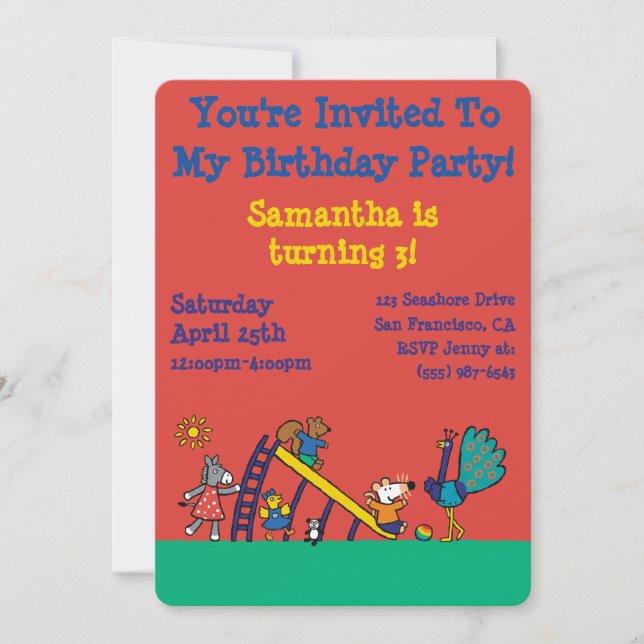 Maisy on the Playground with Friends Invitation (Front)