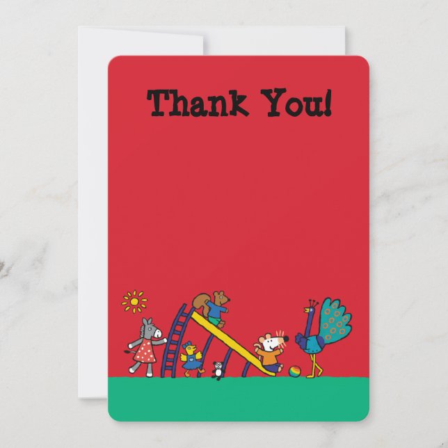 Maisy on the Playground with Friends Thank You Card (Front)