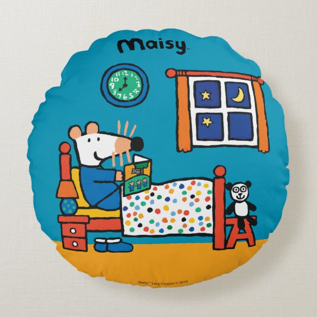 Maisy Ready for Bed Blue Pyjamas Round Cushion (Front)