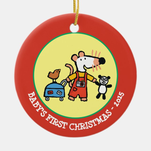 Maisy Ready for Vacation with Luggage Ceramic Ornament (Front)