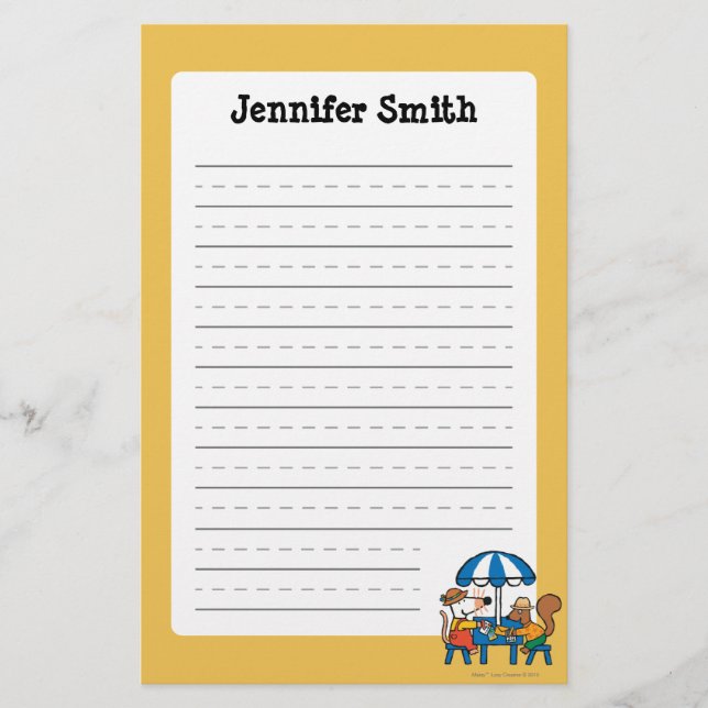 Maisy Writes Postcards under Blue Umbrella Stationery (Front)