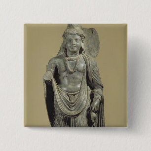 Maitreya, Gandhara (grey schist) 15 Cm Square Badge